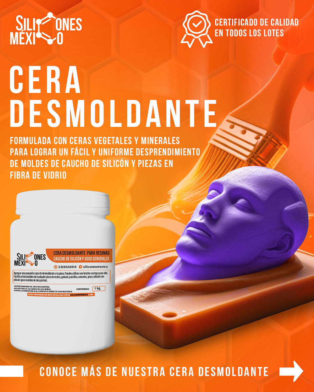 Cera desmoldante para silicón y otros usos 4 kg