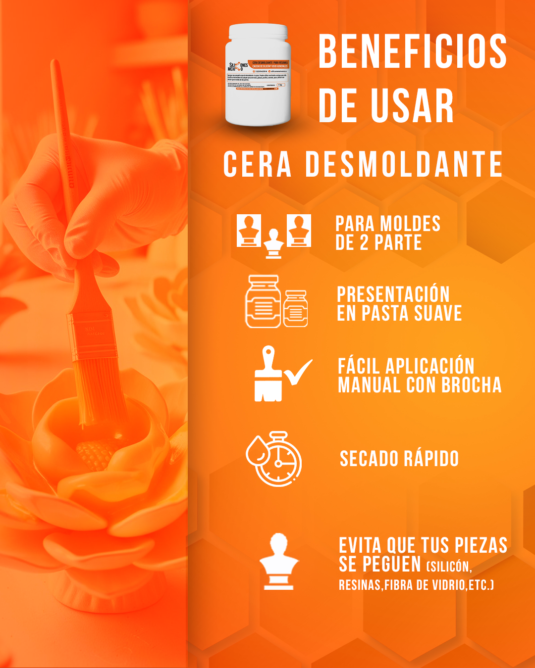 Cera desmoldante para silicón y otros usos 4 kg