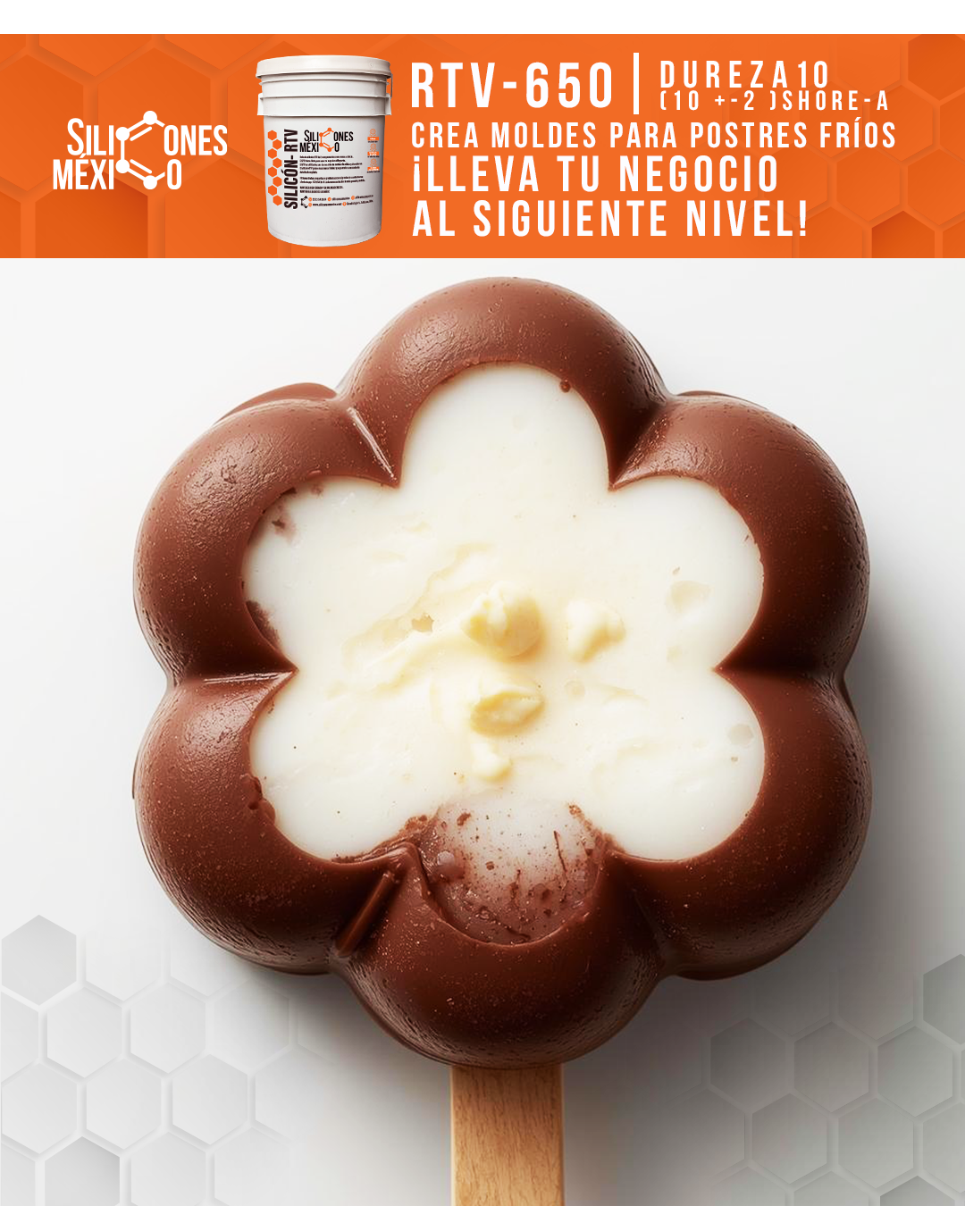 Caucho de Silicón RTV-650 (Grado Alimenticio) 1 Kg 1:1. Dureza 15