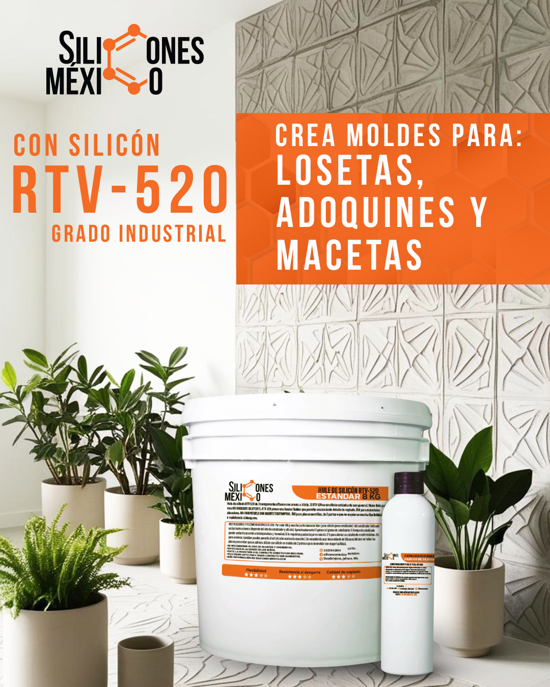 Caucho de Silicón RTV-520 (Estándar) 1 kg. Para moldes de velas, resina o yeso.