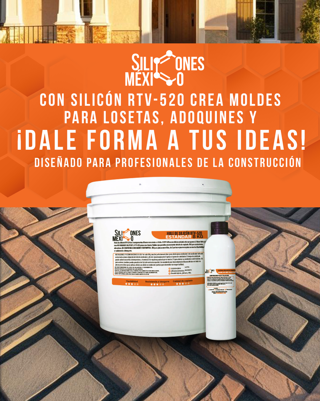 Caucho de Silicón RTV-520 (Estándar) 1 kg. Para moldes de velas, resina o yeso.