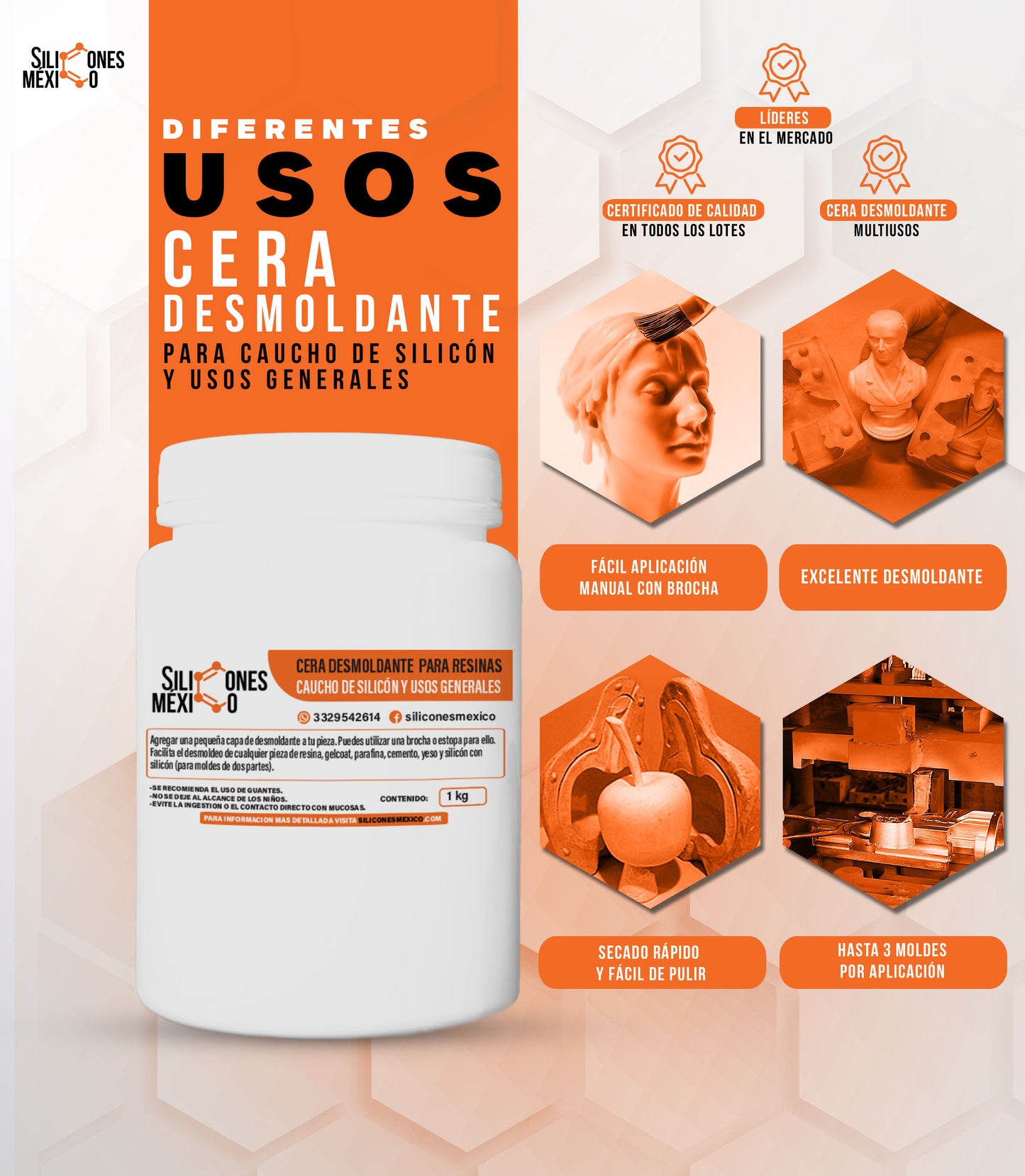 Cera Desmoldante Para Silicón y Usos Generales 8 kg
