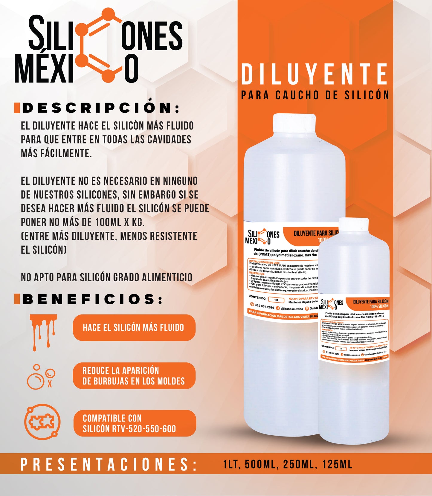 Diluyente para silicón 250 ml Complemento