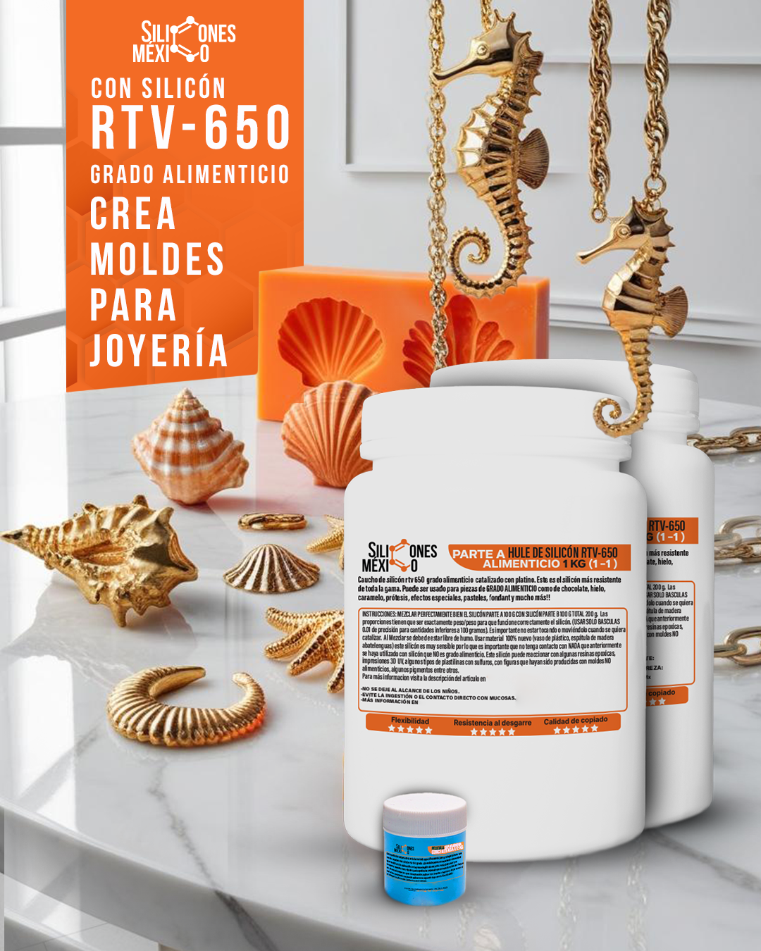 Caucho de Silicón RTV 650 (Alimenticio) 20 Kg 1:1. Para moldes de chocolates grado alimenticio