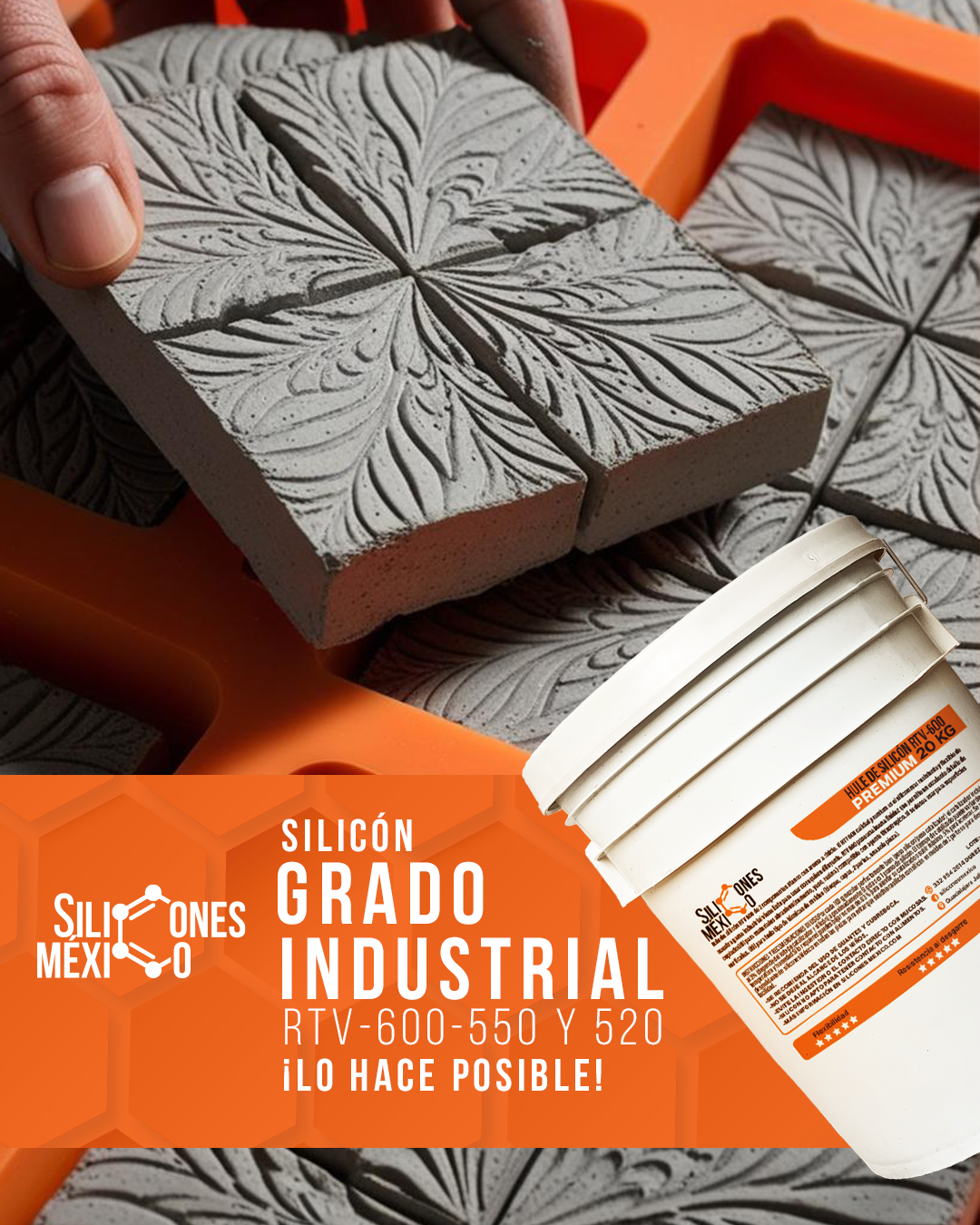 Caucho de Silicón RTV-520 (Estándar) 1 kg. Para moldes de velas, resina o yeso.