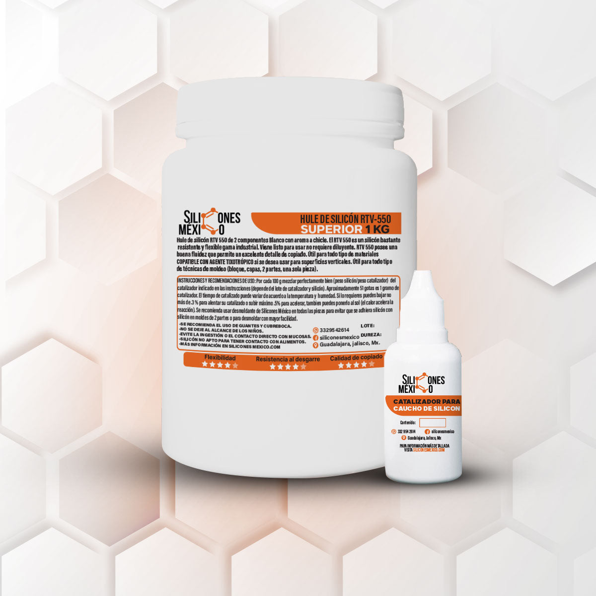 Caucho de Silicón RTV-550 (Superior) 1 kg. Para moldes de velas, resina o yeso.