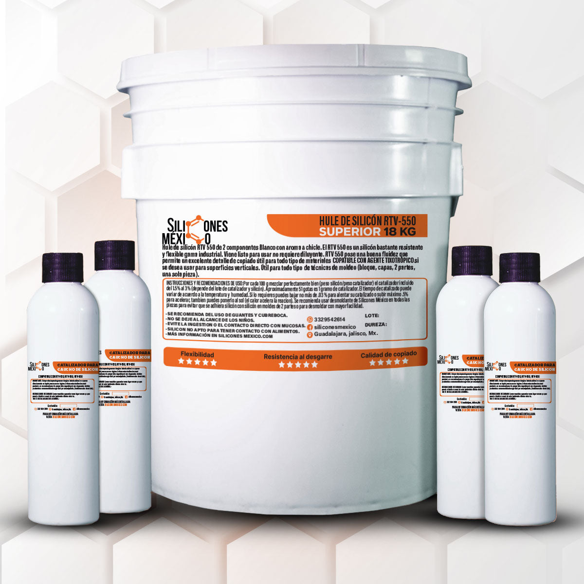 Caucho de Silicón RTV-550 (Superior) 18 kg. Para moldes de velas, resina o yeso.