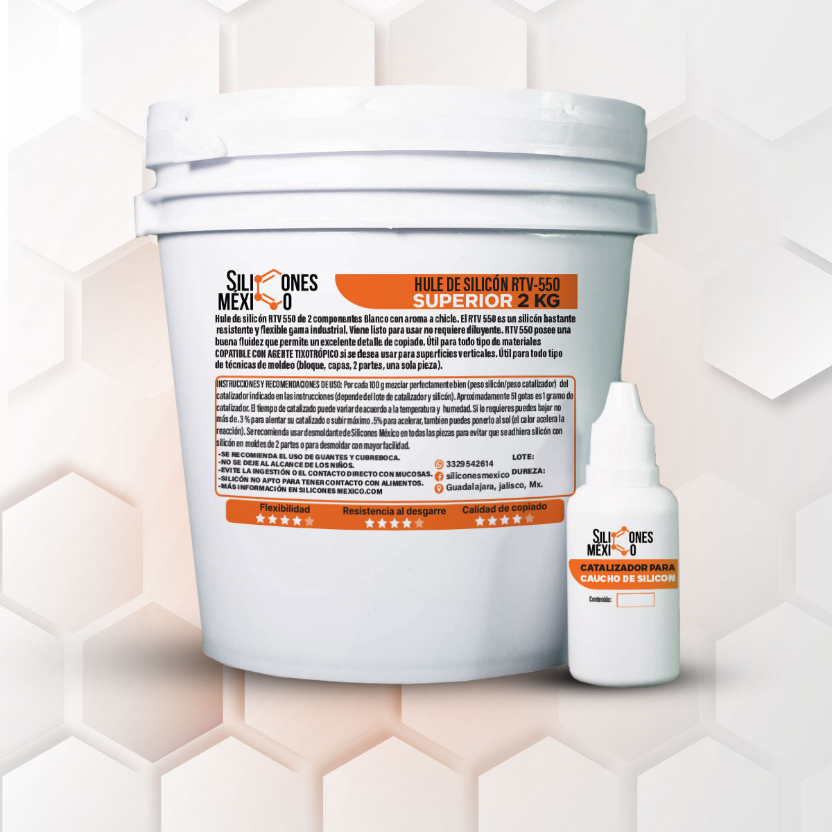 Caucho de Silicón RTV-550 (Superior) 2 kg. Para moldes de velas, resina o yeso.