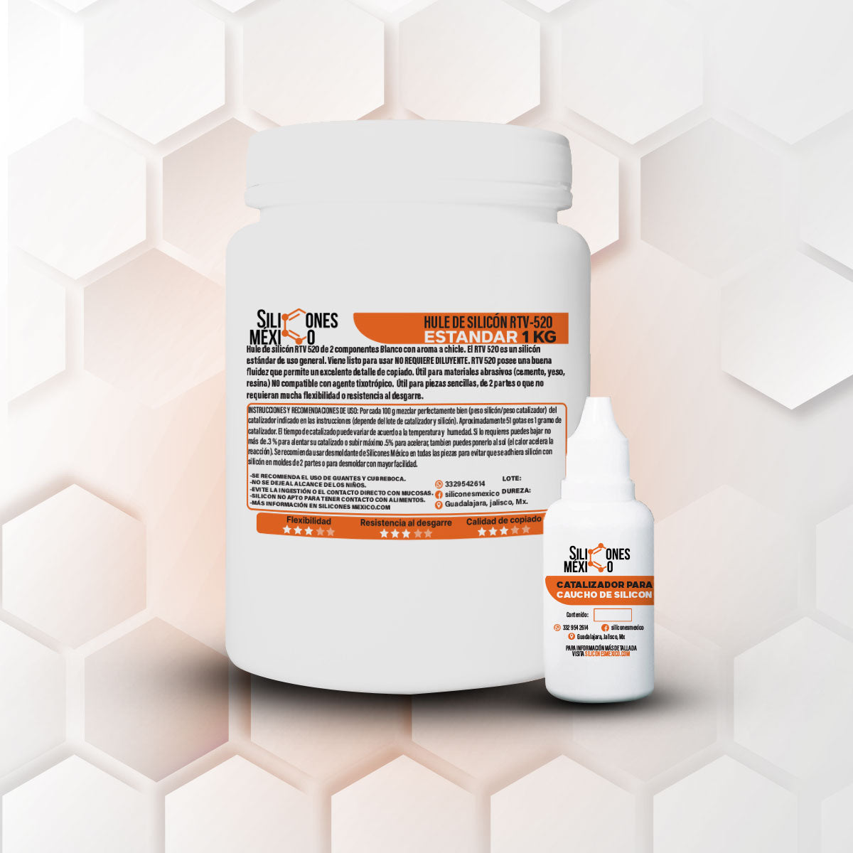 Caucho de Silicón RTV-520 (Estándar) 1 kg. Para moldes de velas, resina o yeso.
