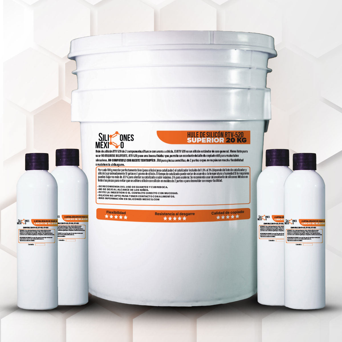 Caucho de Silicón RTV-520 (Estándar) 20 kg. Para moldes de velas, resina o yeso.