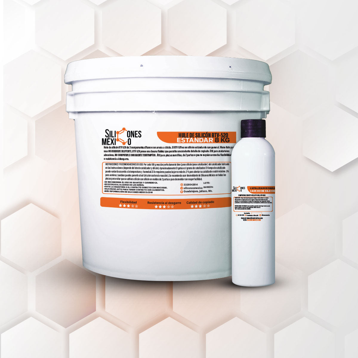 Caucho de Silicón RTV-520 (Estándar) 8 kg. Para moldes de velas, resina o yeso.