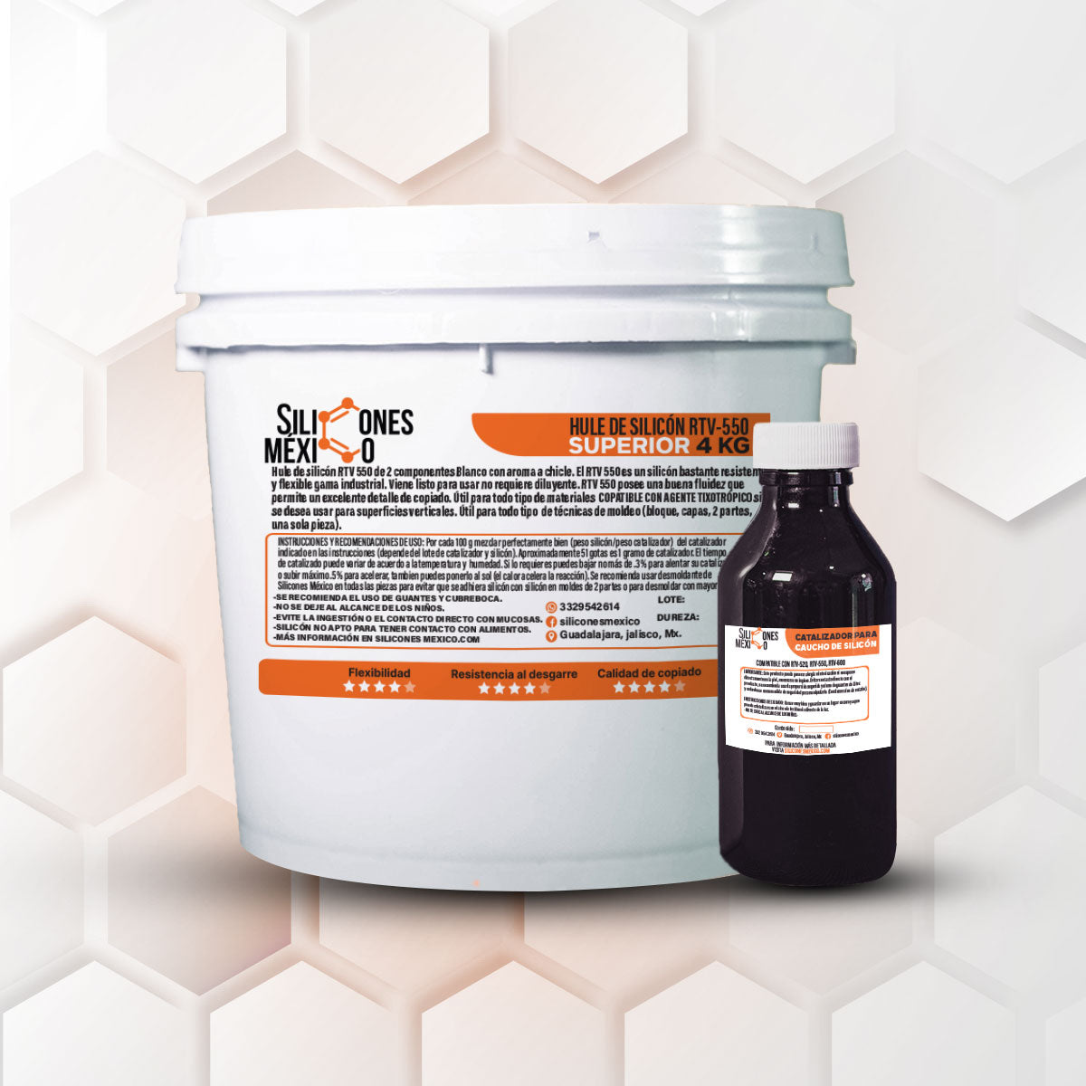 Caucho de Silicón RTV-550 (Superior) 4 kg. Para moldes de velas, resina o yeso.