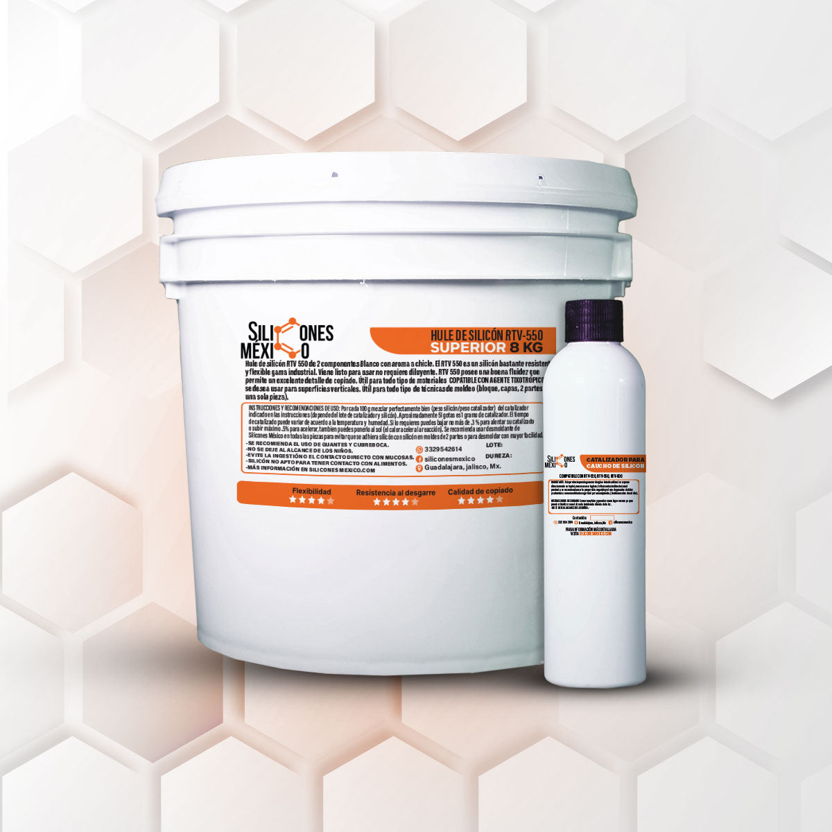 Caucho de Silicón RTV-550 (Superior) 8 kg. Para moldes de velas, resina o yeso.