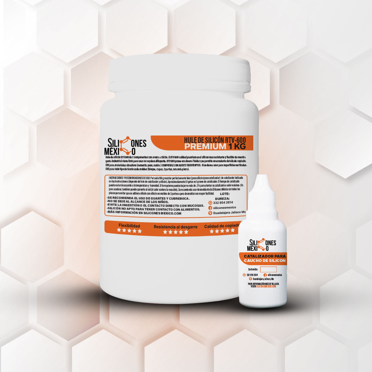 Caucho de Silicón RTV-600 (Premium) 1 kg. Para moldes de velas, resina o yeso.