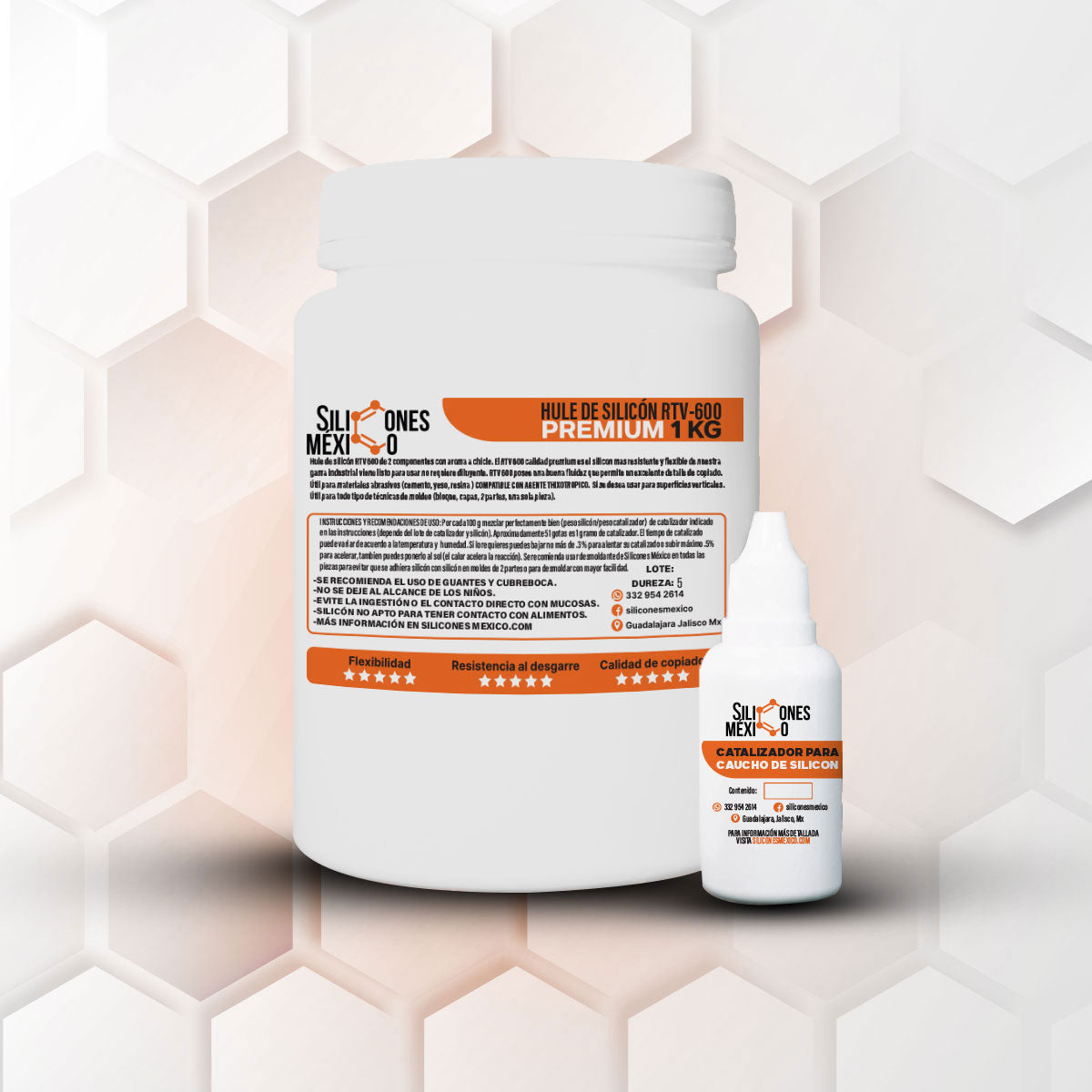Caucho de Silicón RTV-600 (Premium) 1 kg Dureza Suave.