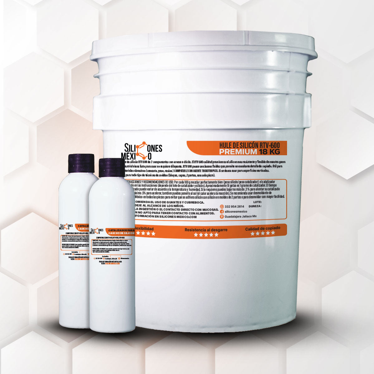 Caucho de Silicón RTV-600 (Premium) 18 kg. Para moldes de velas, resina o yeso.