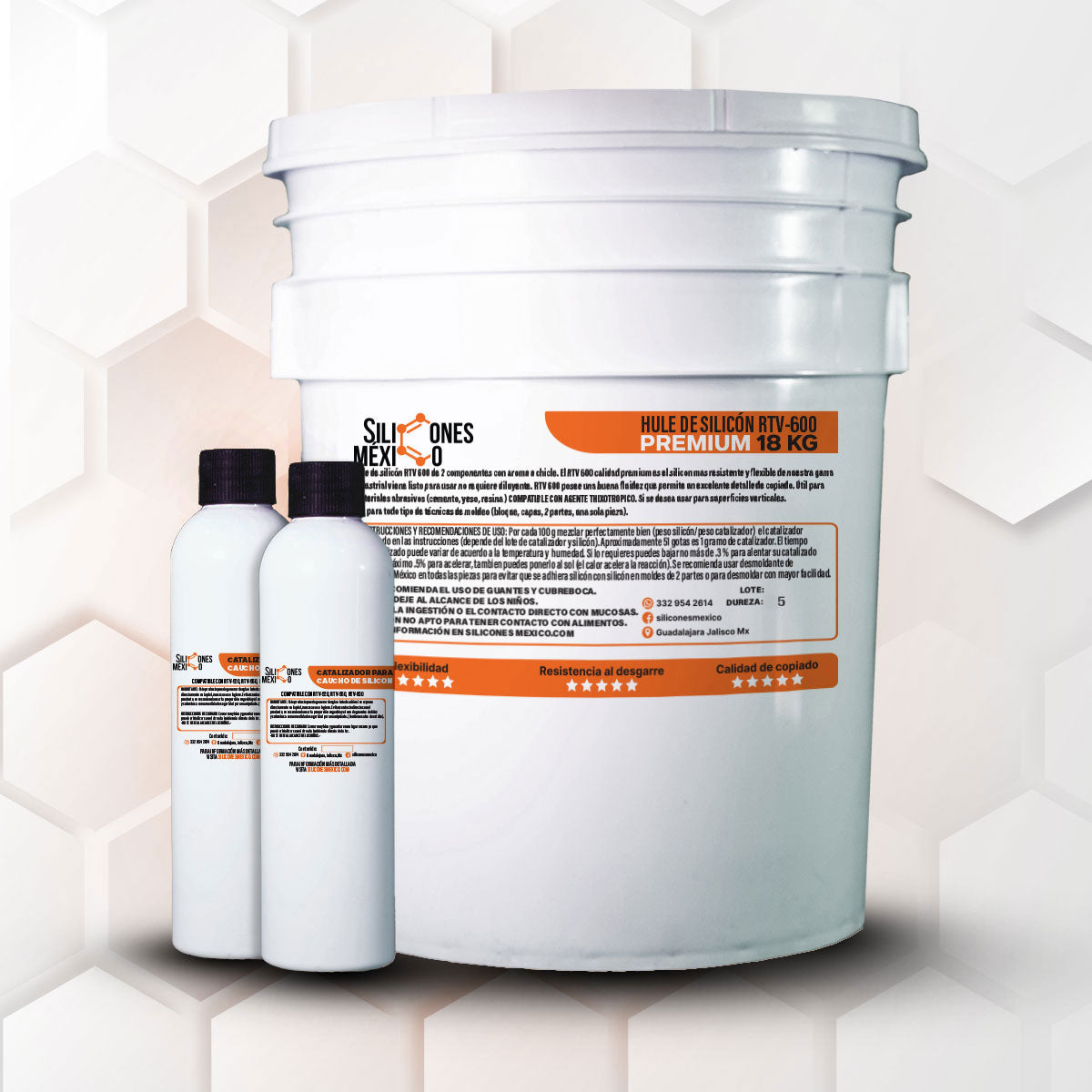 Caucho de Silicón RTV-600 (Premium) 18 kg Dureza Suave.