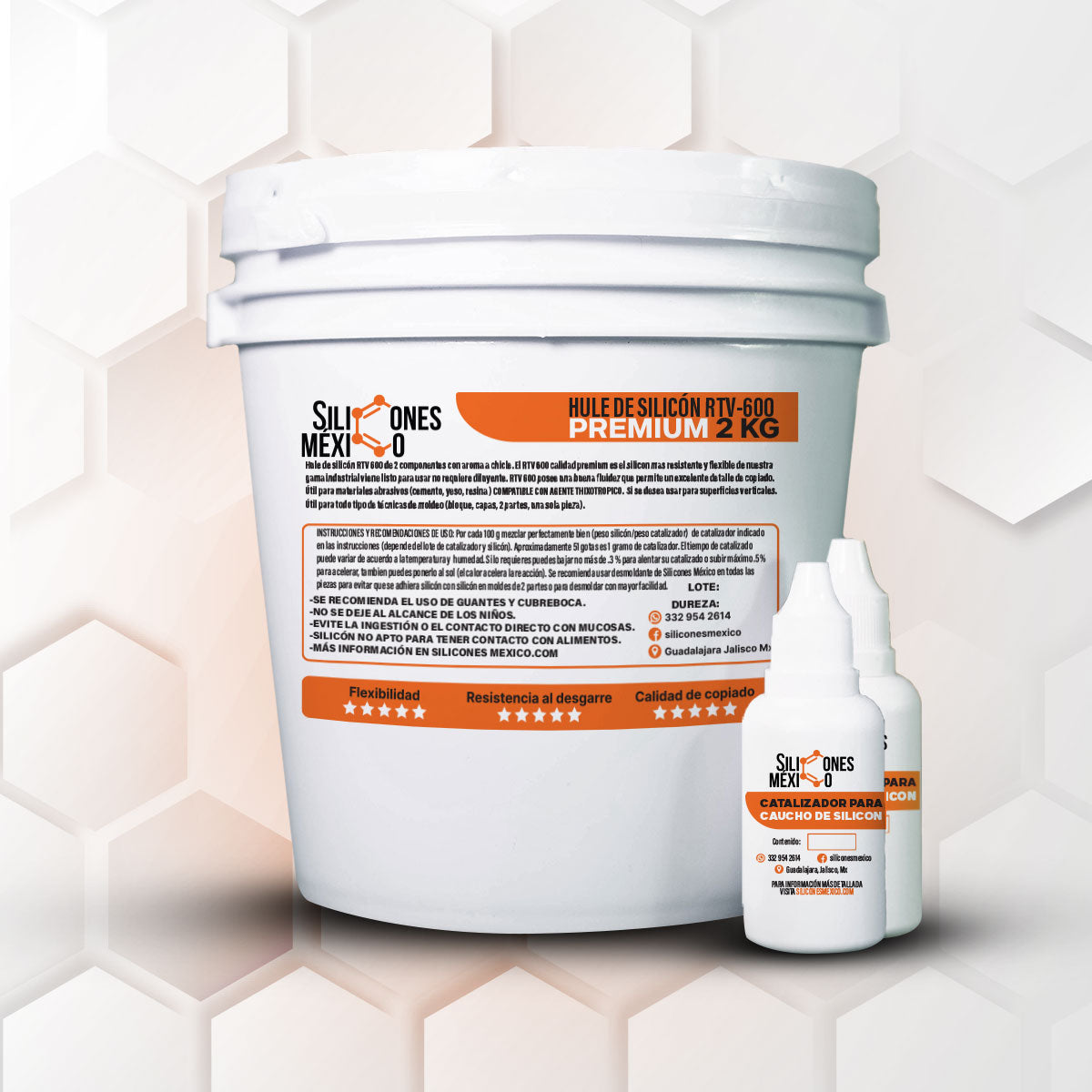 Caucho de Silicón RTV-600 (Premium) 2 kg. Para moldes de velas, resina o yeso.