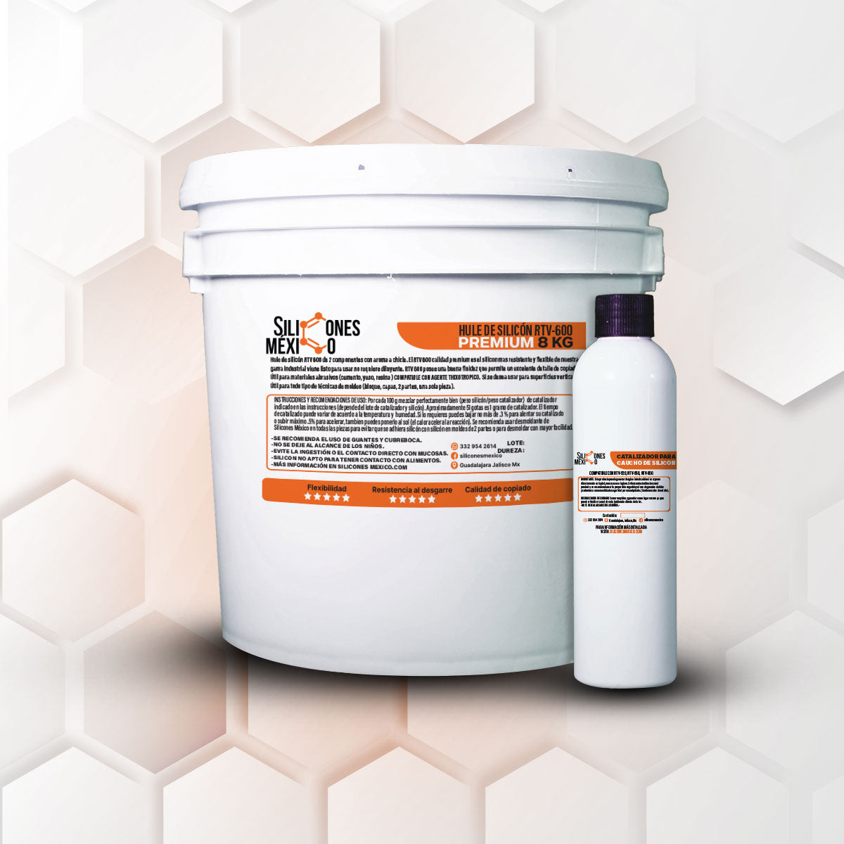 Caucho de Silicón RTV-600 (Premium) 8 kg. Para moldes de velas, resina o yeso.