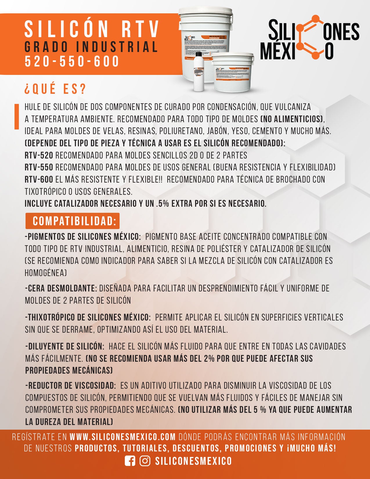 Caucho de Silicón RTV-520 (Estándar) 20 kg. Para moldes de velas, resina o yeso.