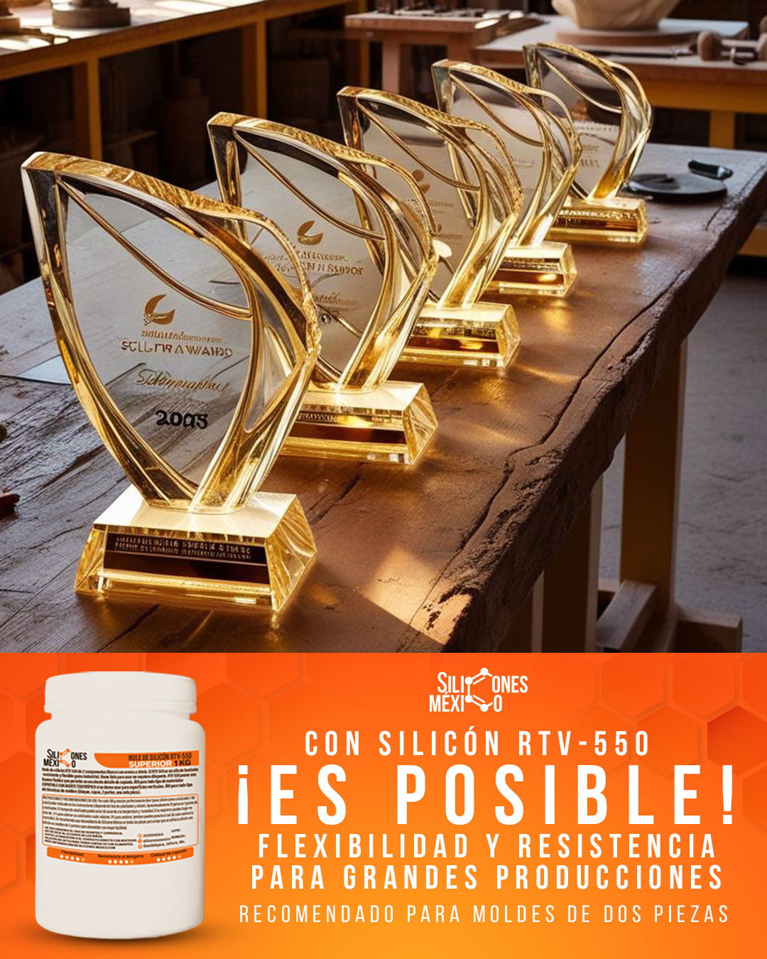 Caucho de Silicón RTV-550 (Superior) 1 kg. Para moldes de velas, resina o yeso.