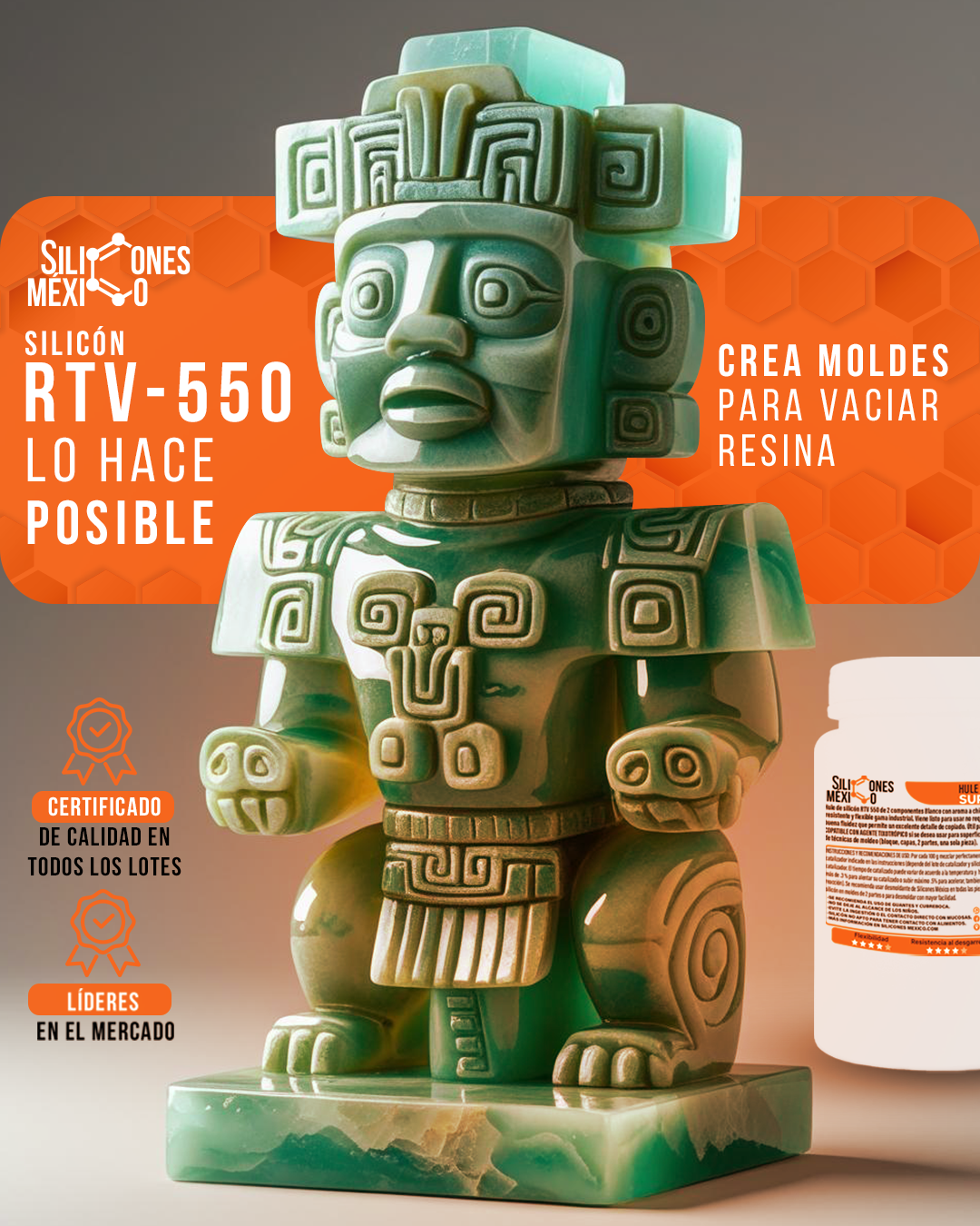 Caucho de Silicón RTV-550 (Superior) 1 kg. Para moldes de velas, resina o yeso.