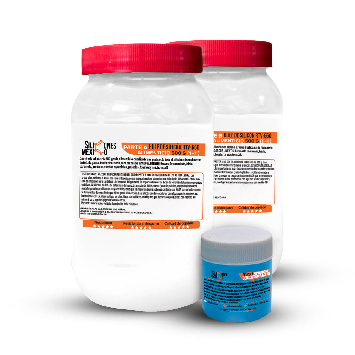 Caucho Silicón Rtv650 Grado Alimenticio 1 Kg Dureza 40 Shore