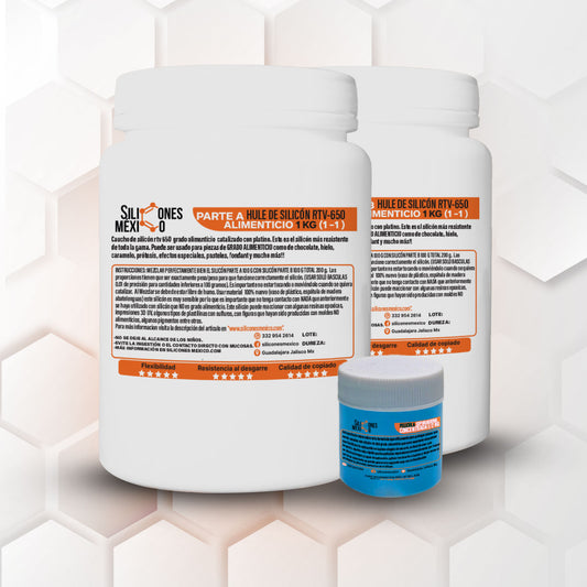 Caucho de Silicón RTV-650 (Alimenticio) 2 Kg 1:1. Para moldes de chocolates grado alimenticio Dureza 20