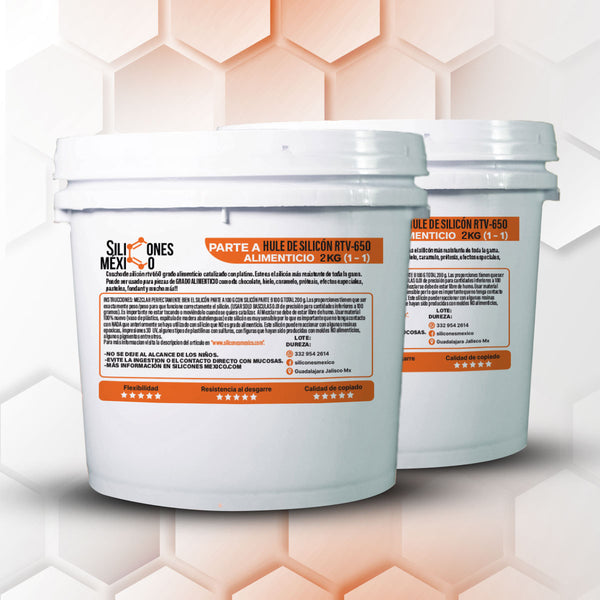 Caucho de Silicón RTV-650 (Alimenticio) 4 Kg 1:1. Para moldes de chocolates grado alimenticio Dureza 20