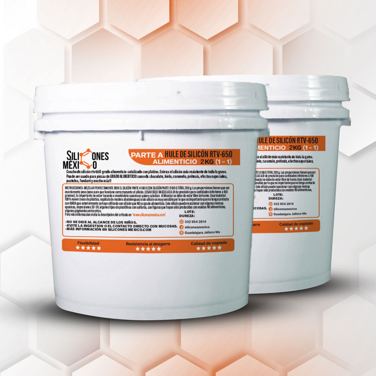 Caucho de Silicón RTV-650 (Alimenticio) 4 Kg 1:1. Para moldes de chocolates grado alimenticio Dureza 20
