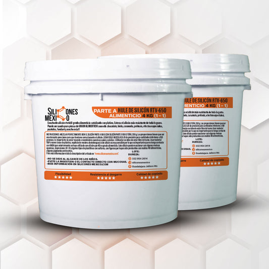 Caucho de Silicón RTV-650 (Grado Alimenticio) 8 Kg 1:1. Dureza 15