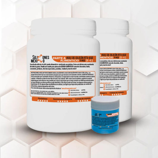 Caucho de Silicón RTV-650 (Alimenticio) 2 kg 1:1. Para moldes de chocolates grado alimenticio Dureza 0