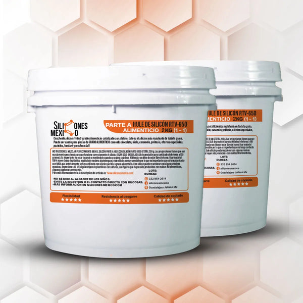 Caucho de Silicón RTV-650 (Alimenticio) 4 kg 1:1. Para moldes de chocolates grado alimenticio Dureza 0
