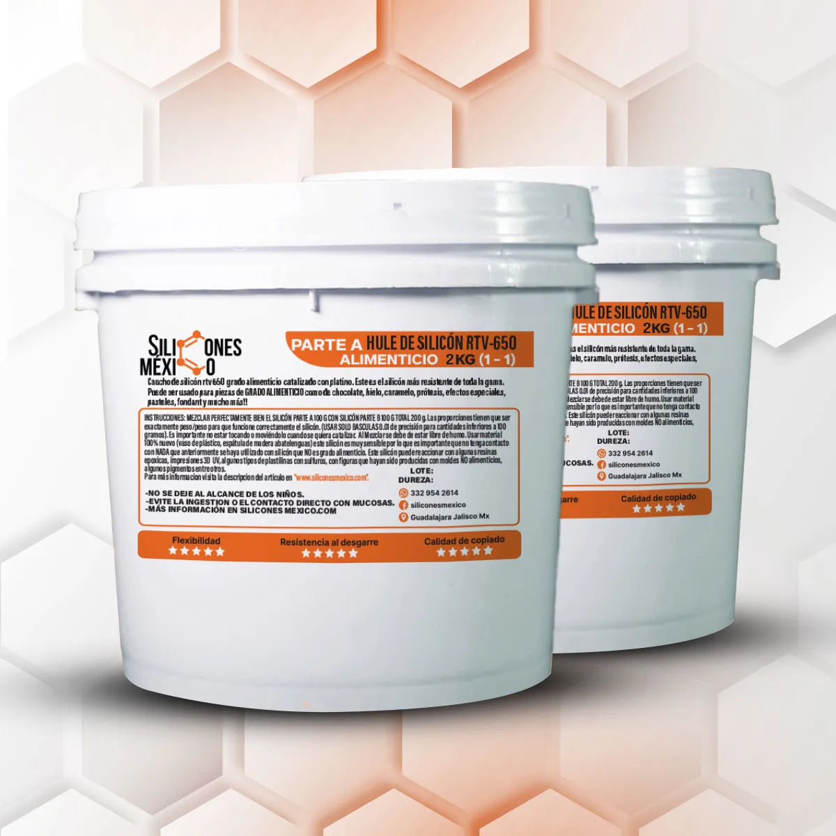 Caucho de Silicón RTV-650 (Alimenticio) 4 kg 1:1. Para moldes de chocolates grado alimenticio Dureza 0