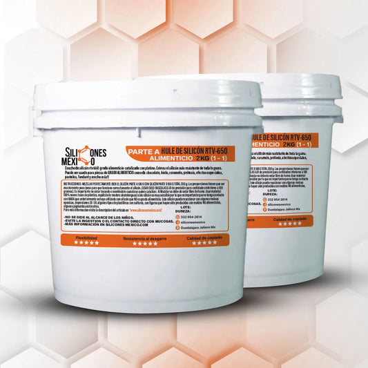 Caucho de Silicón RTV-650 (Alimenticio) 4 kg 1:1. Para moldes de chocolates grado alimenticio Dureza 0